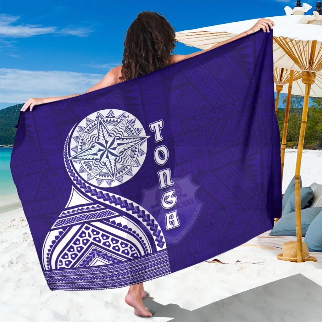 Deep Blue Polynesian Turtle Hibiscus Floral Print Sarong Beach Wrap South Pacific Resort Pareo Wholesale - main view