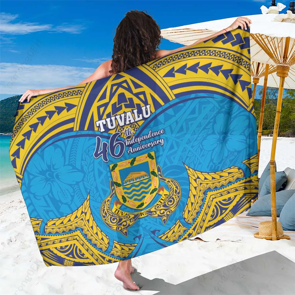 Navy Blue Polynesian Dolphin Tattoo Tribal Print Sarong Beach Wrap for Resort Hotel Wholesale - main view