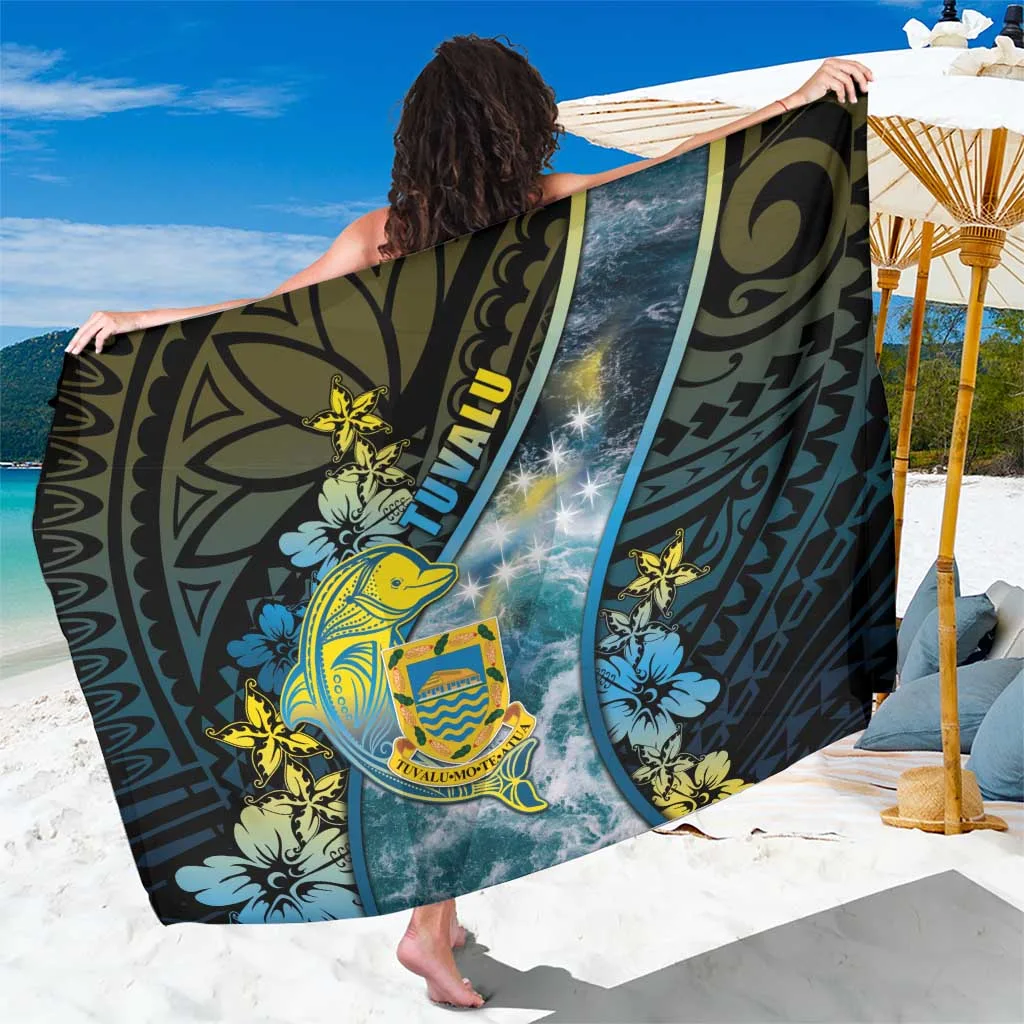 Light Blue Waves Dolphin Print Sarong Tropical South Pacific Beach Cover Up Wholesale Pareo - main view