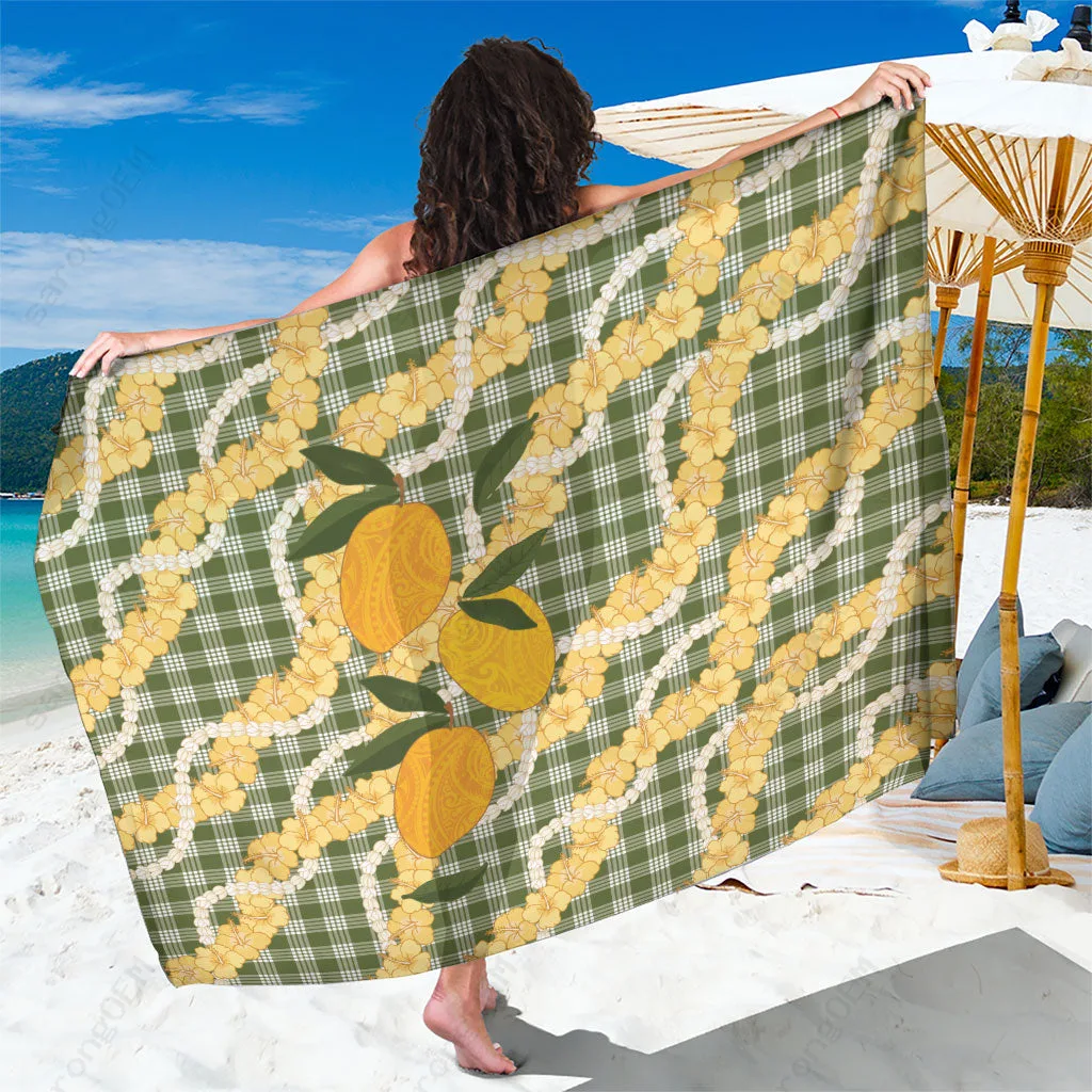 Yellow Hibiscus Palm Print Sarong Hawaiian Tropical Beach Cover Up Pareo Wholesale - main view