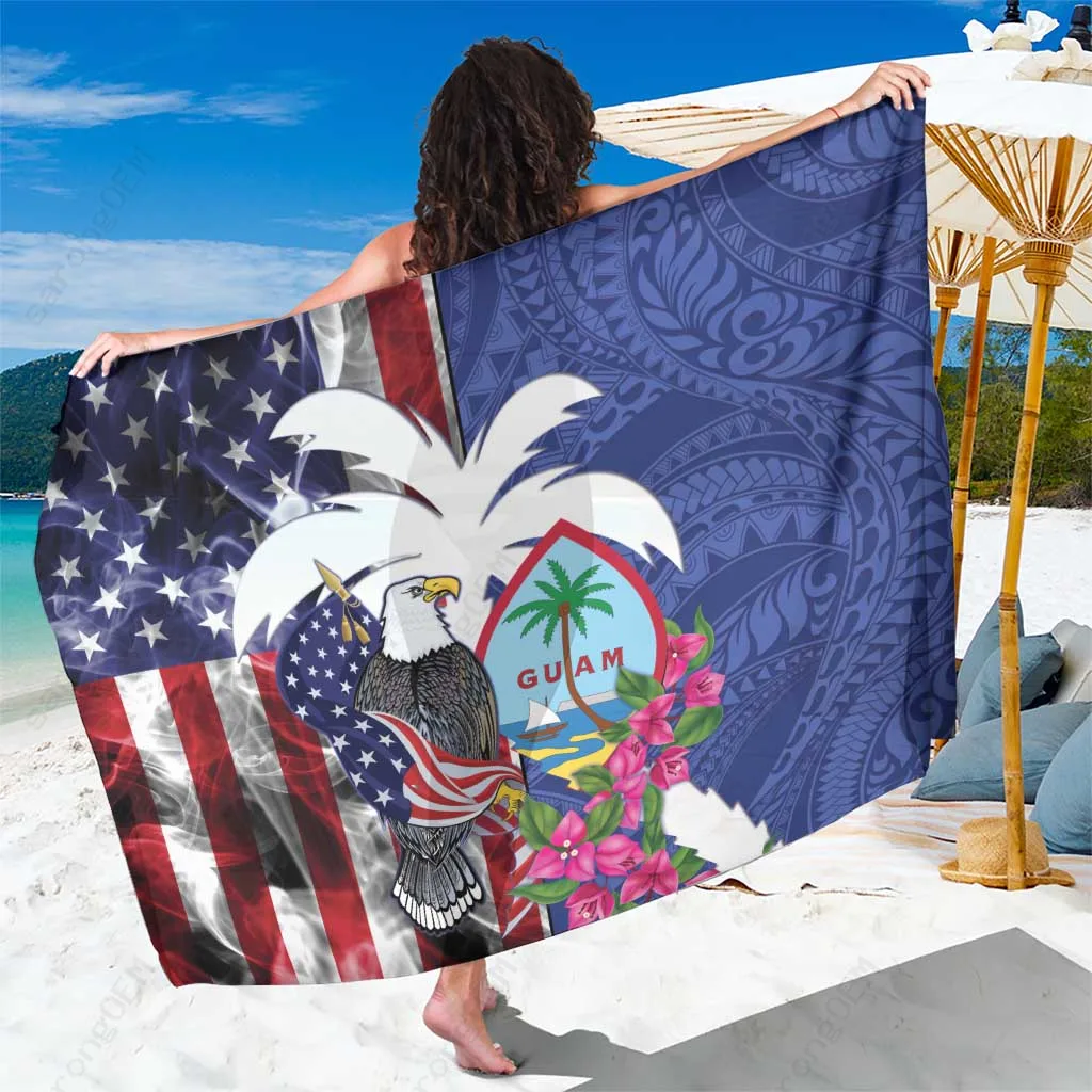 Guam Eagle Seal Bougainvillea Print Sarong Beach Wrap Tropical Island Cover Up Wholesale Pareo - main view