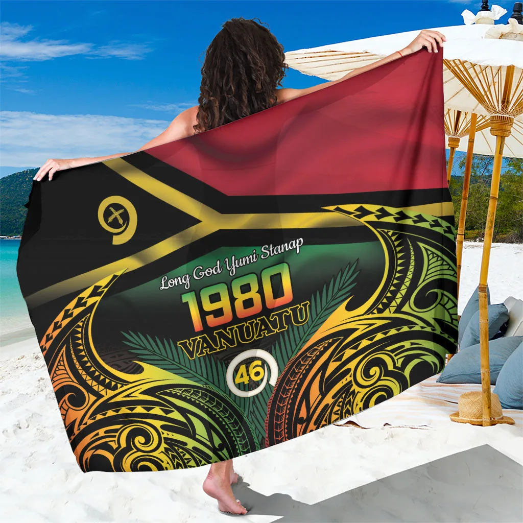 Vanuatu 1980 Independence Anniversary Tribal Floral Print Sarong Beach Wrap Pareo for Resort Hotel Wholesale - main view