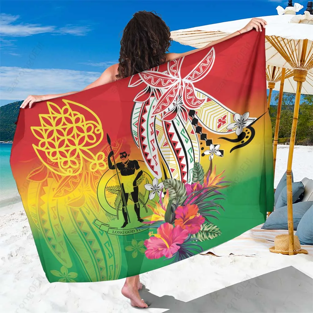 Cream Vanuatu Sand Drawing Polynesian Print Sarong Beach Wrap Wholesale Pareo - main view
