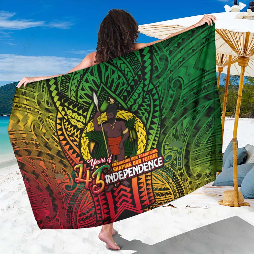 Vanuatu Independence Anniversary Tribal Palm Hibiscus Print Sarong South Pacific Beach Resort Wrap Wholesale Pareo - main view