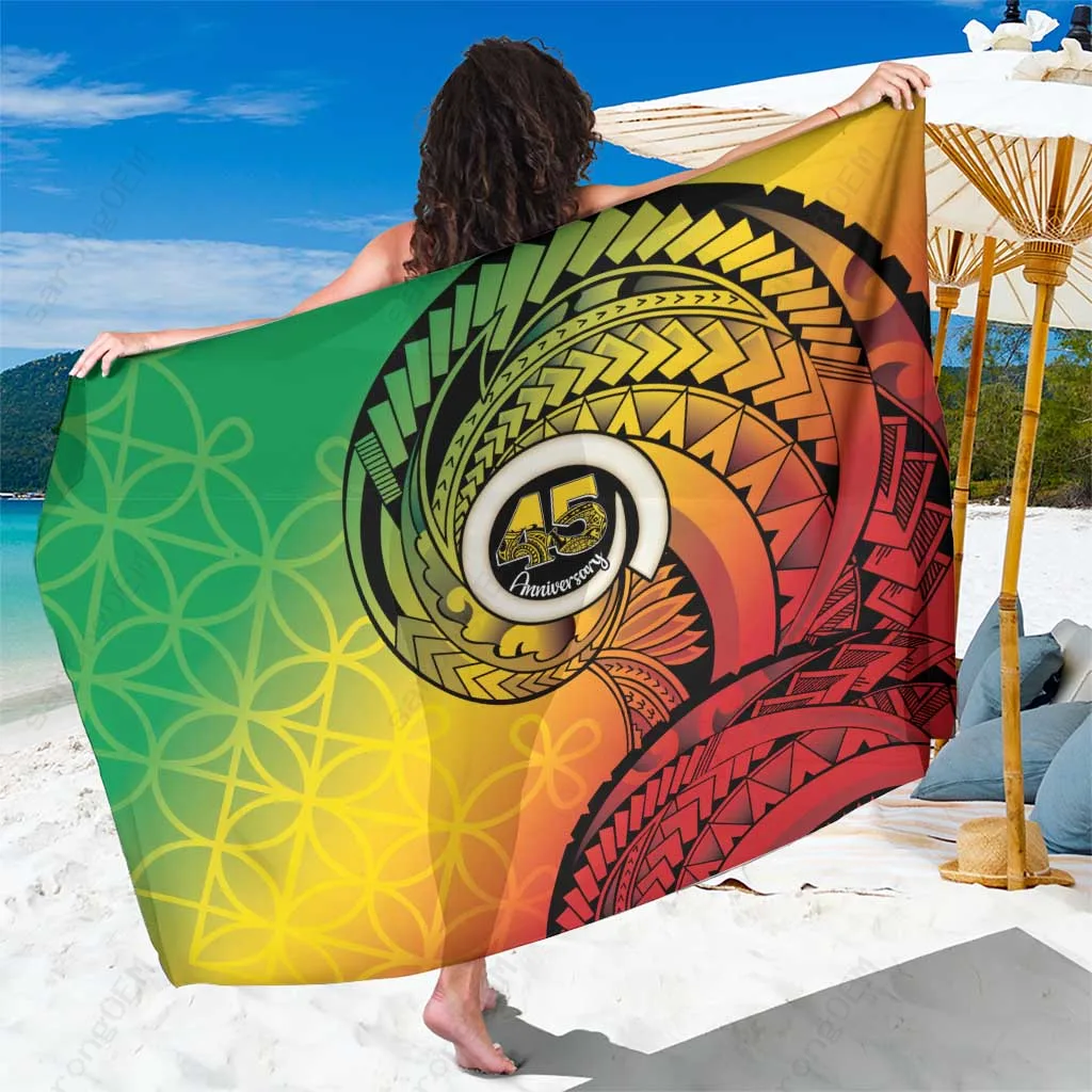 Vanuatu 45th Independence Anniversary Tribal Hibiscus Print Sarong Beach Wrap Pareo for Resort Hotel Custom OEM - main view
