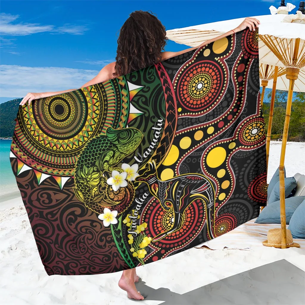 White Iguana Kangaroo Tribal Print Sarong Vanuatu South Pacific Style Beach Wrap Wholesale Pareo - main view