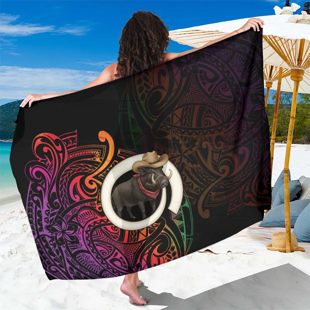 Gradient Polynesian Boar Tusk Cowboy Pattern Sarong Vanuatu Style Beach Wrap Wholesale Pareo - main view