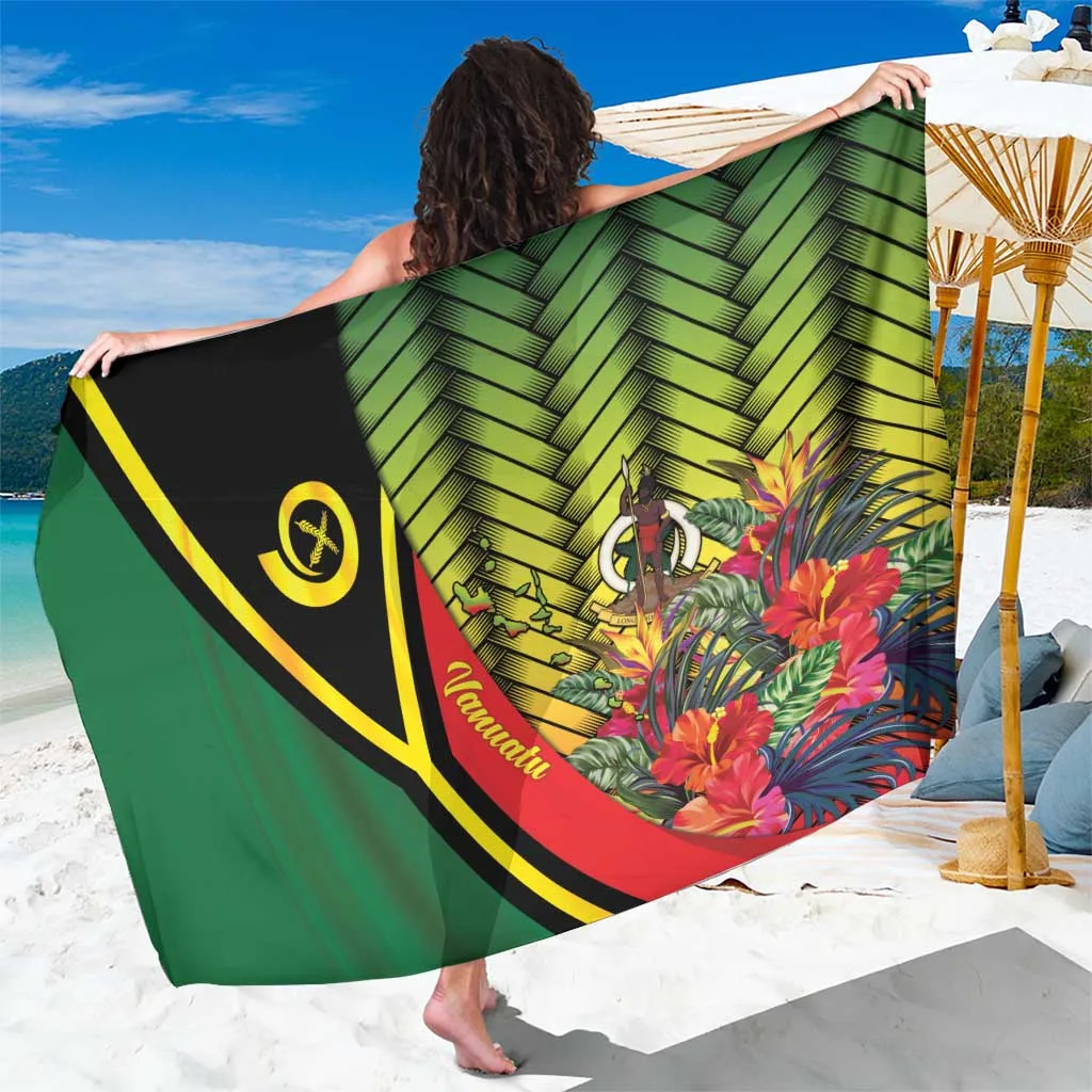 Vanuatu Constitution Day Flag Print Sarong Yellow Black Red Green Tribal Pattern Beach Wrap Pareo Wholesale - main view
