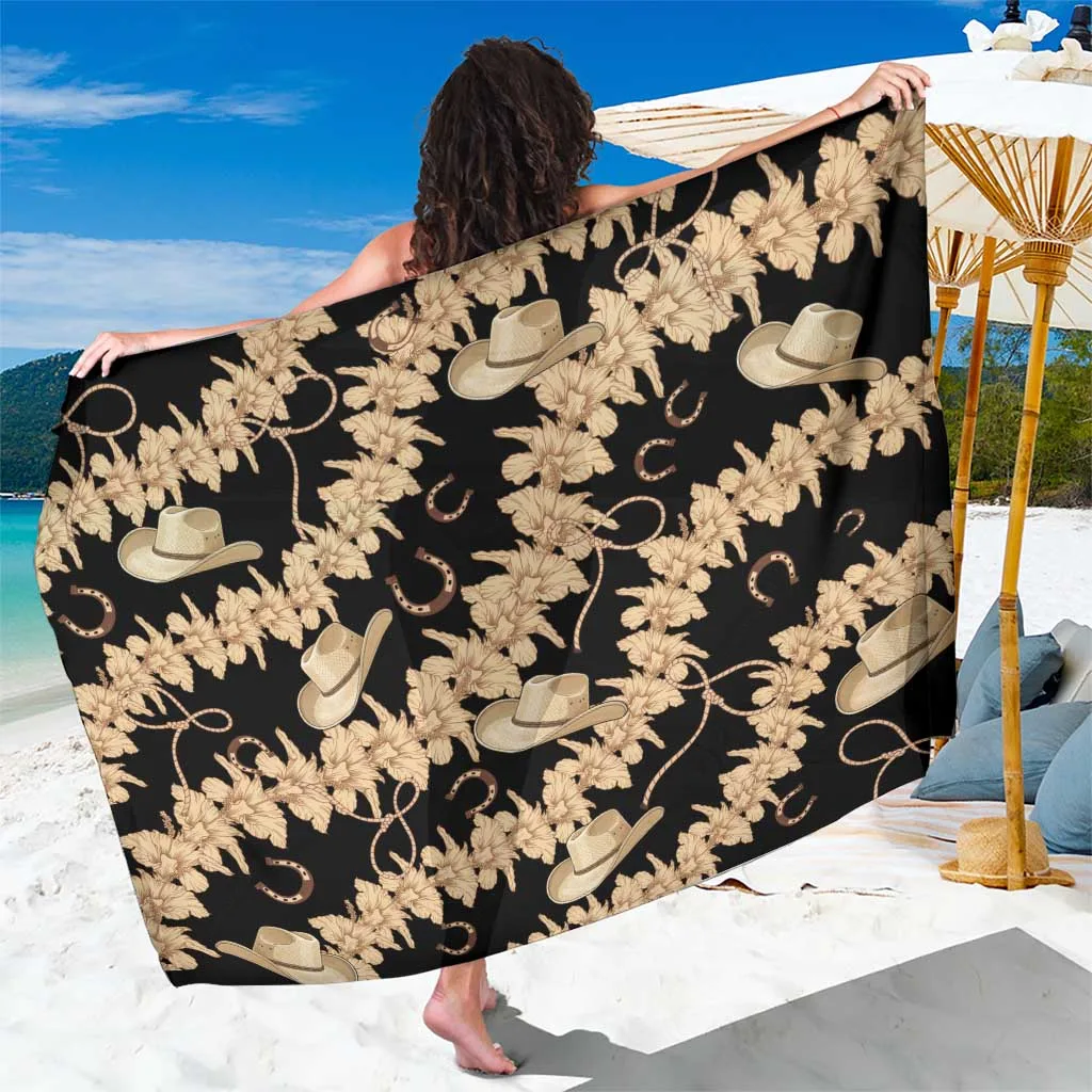 Blue Hibiscus Palm Tribal Print Sarong Vanuatu Style Beach Wrap Cover Up Wholesale Pareo - main view