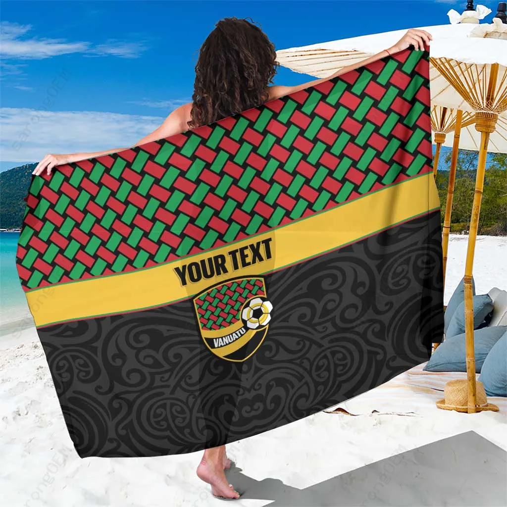 Custom Vanuatu Football Sarong Go Chiefs Basket Weave Pattern Viscose Beach Wrap Tropical Island Cover Up Wholesale Pareo - main view