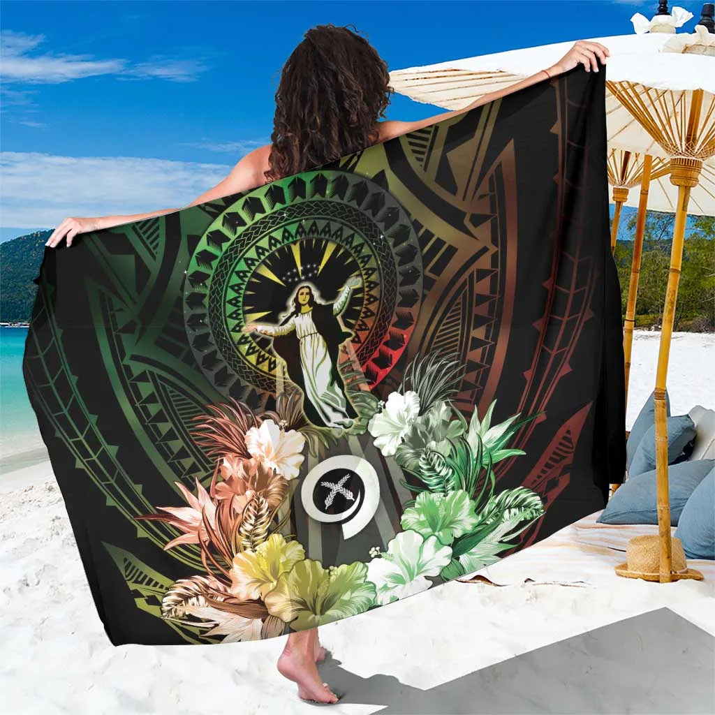 Colorful Vanuatu Happy Assumption Day Tribal Hibiscus Print Sarong Beach Wrap South Pacific Island Resort Cover Up Wholesale Pareo - main view