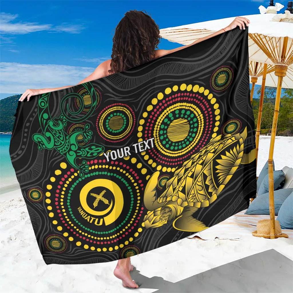 Blue Vanuatu Aboriginal Turtle & Iguana Tribal Print Sarong Beach Wrap Pareo Resort Hotel Cover Up Wholesale - main view