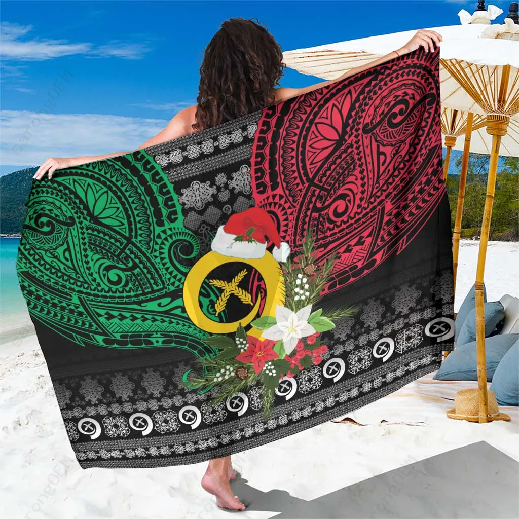 Vanuatu Pigs Tusk Meri Krismas Tribal Print Sarong South Pacific Island Beach Wrap Wholesale Pareo - main view