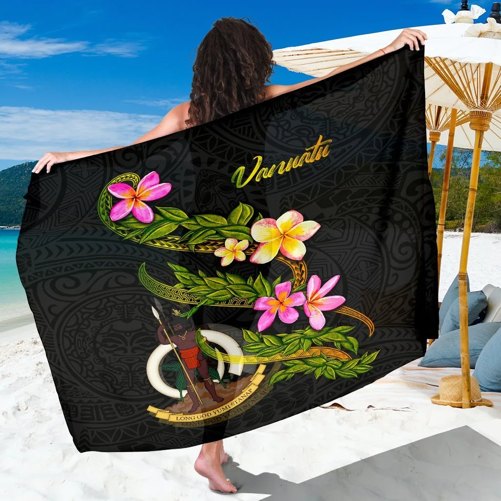 Vanuatu Polynesian Sarong Plumeria Tribal - main view