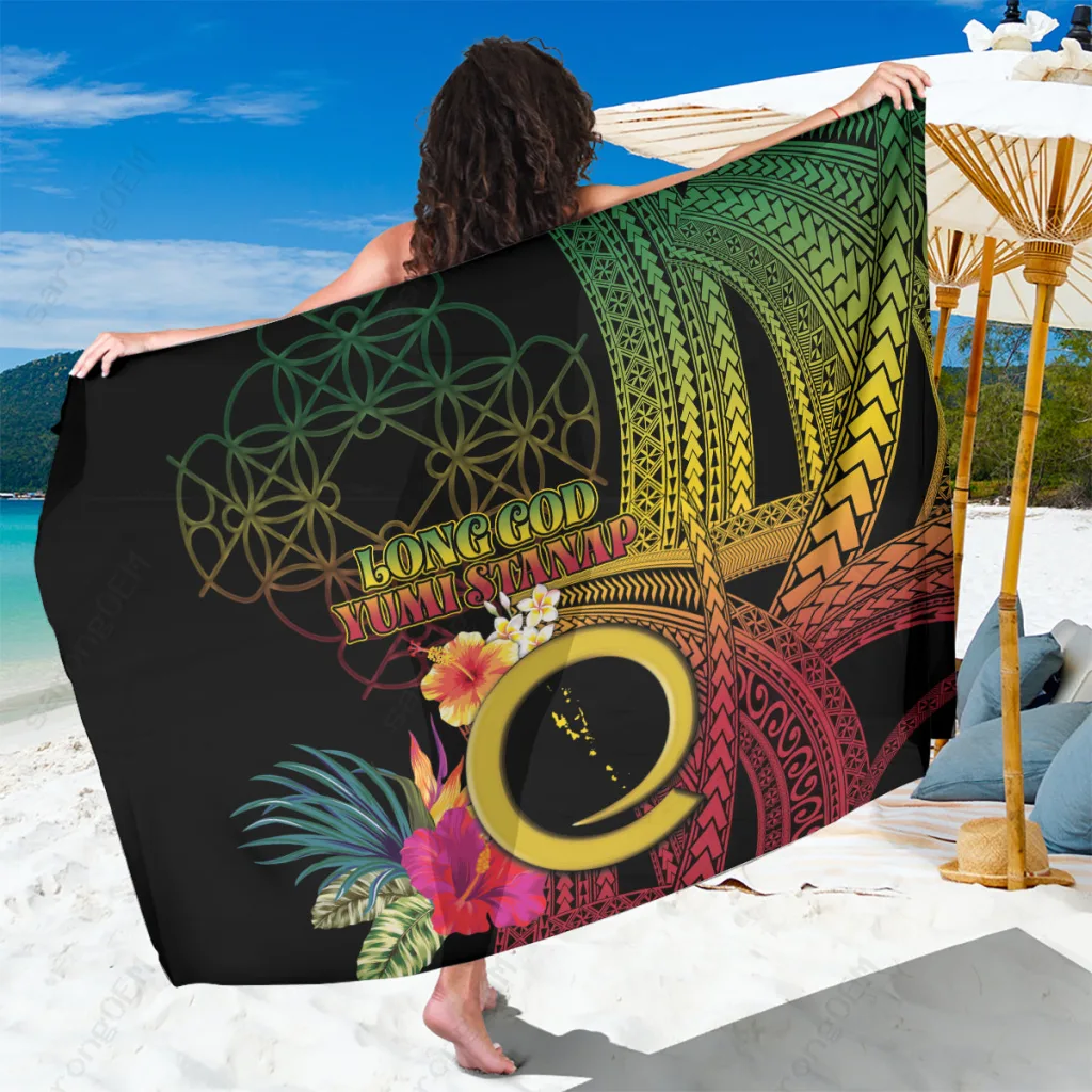 Vanuatu Sand Drawing Tribal Print Sarong Rayon Beach Wrap South Pacific Island Cover Up Wholesale Pareo
