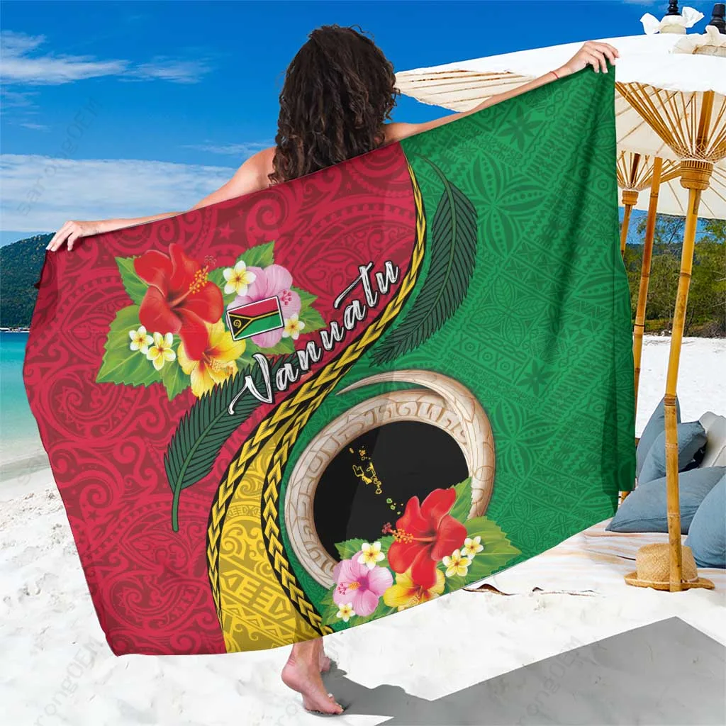 Tropical Vanuatu Tribal Plant Print Sarong Island Beach Wrap Pareo Cover Up Wholesale - main view