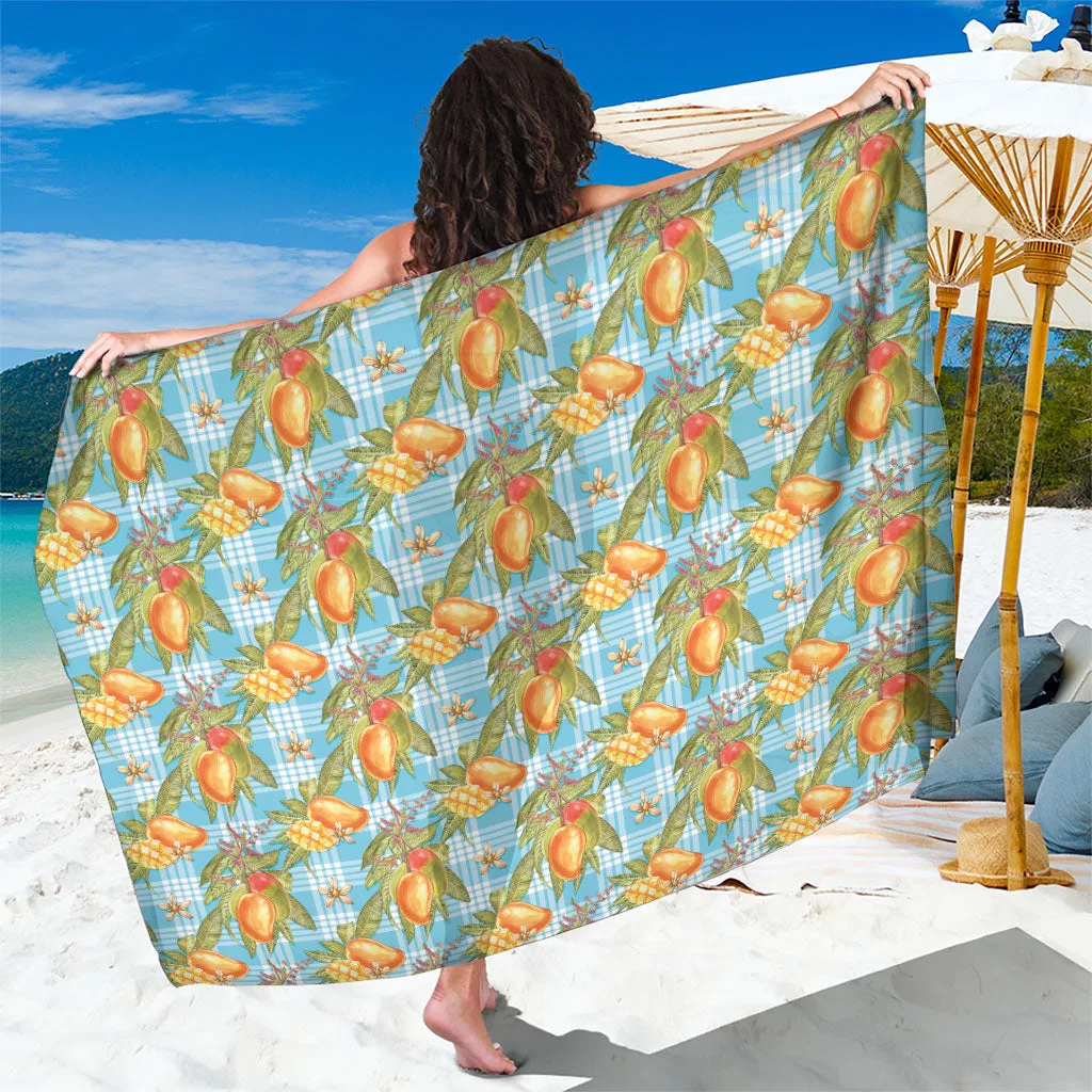 Blue Vintage Hawaiian Mango Palm Print Sarong Tropical Island Beach Wrap Skirt Wholesale Pareo - main view