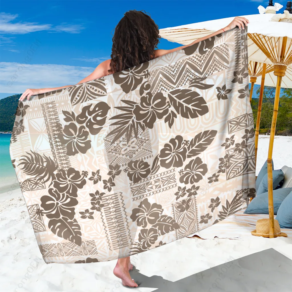 Gold Vintage Hawaii Sarong Hibiscus Tapa Tribal Hawaiian Quilt Pattern Beach Wrap Pareo Wholesale