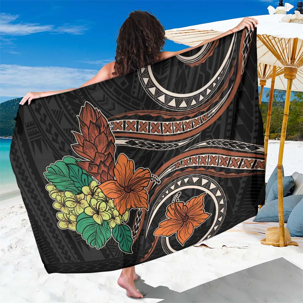 Vintage Hibiscus Floral Print Sarong Polynesian Tropical Beach Wrap for Resort Hotel Wholesale Pareo - main view