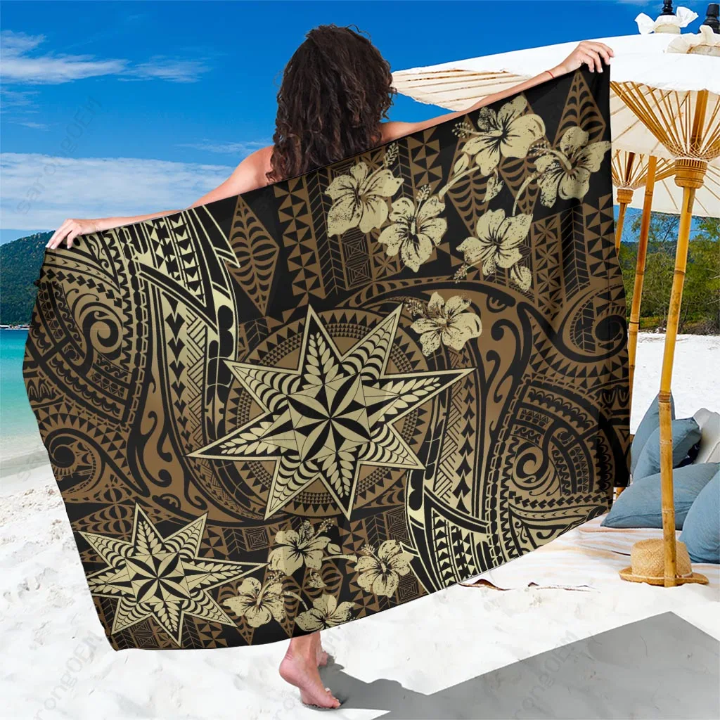 Brown Tonga Tribal Floral Print Sarong South Pacific Beach Wrap Pareo Wholesale - related
