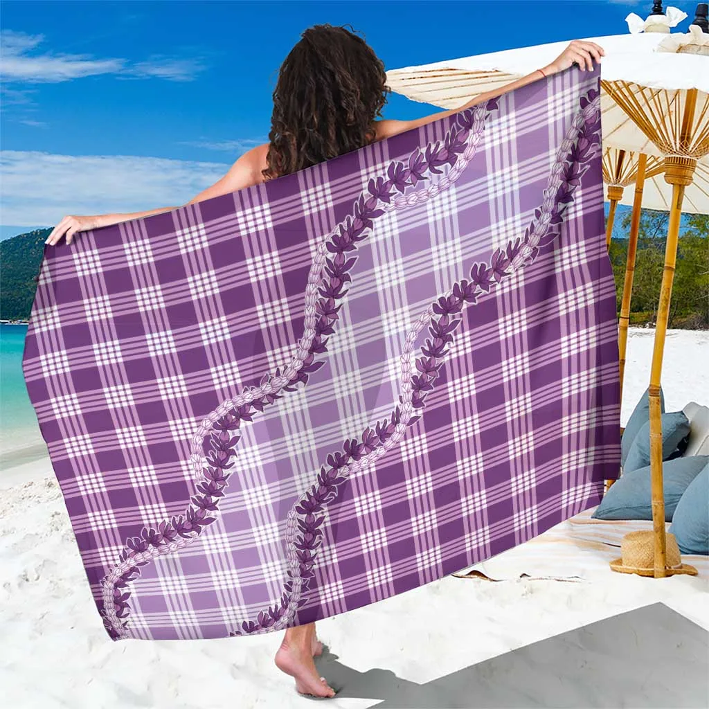 Purple Palaka Hawaiian Pikake Lei Sarong Floral Print Beach Wrap Pareo Wholesale Summer Cover Up - main view