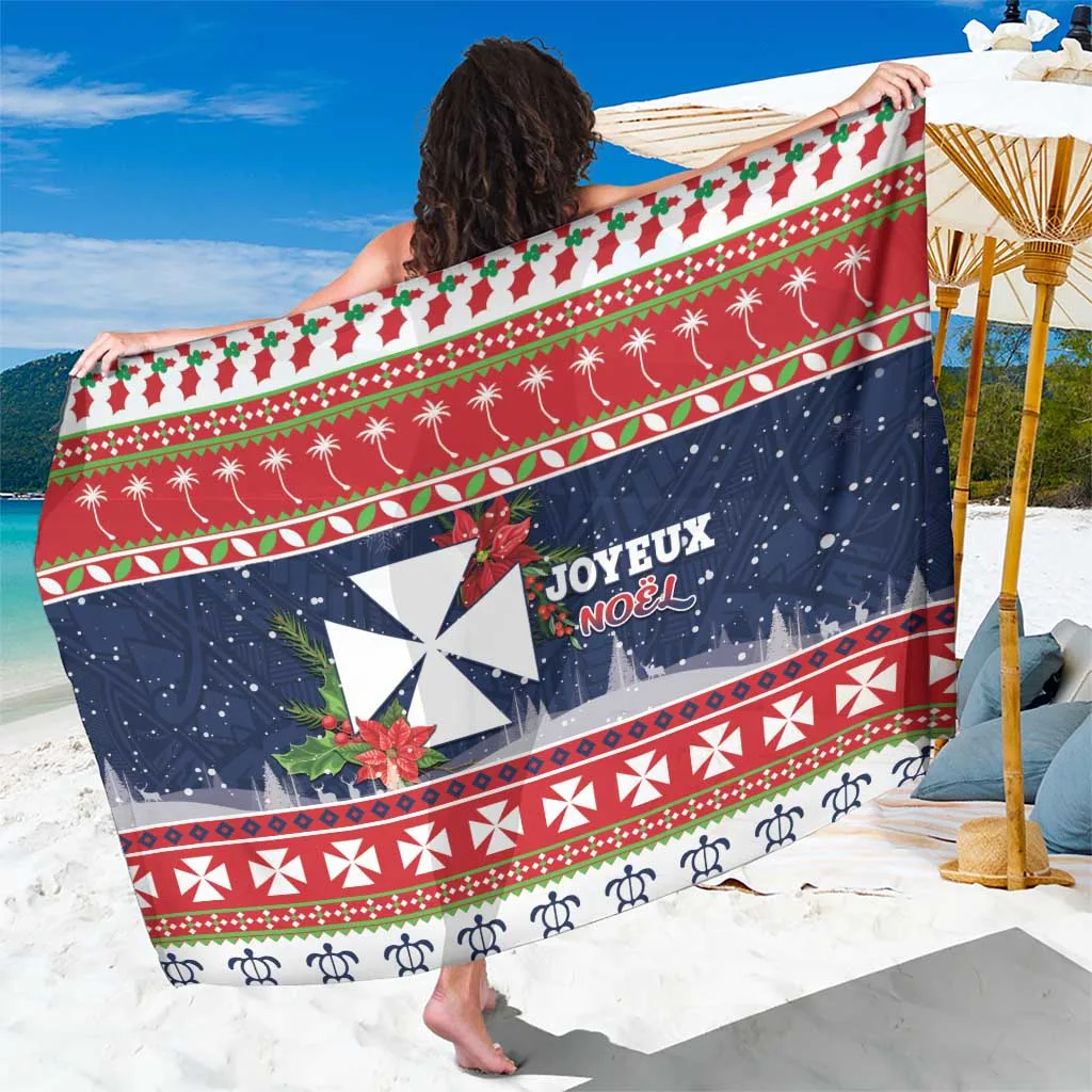 Red Christmas Poinsettia Snowflake Holly Print Sarong Polynesian Holiday Beach Wrap Wholesale Pareo - main view
