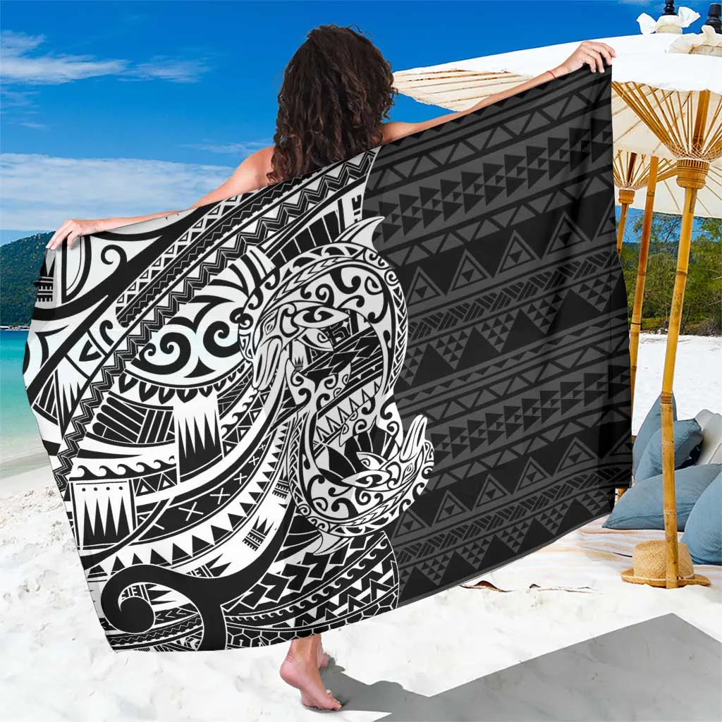 White Couple Dolphins Maori Polynesian Style Sarong - main view