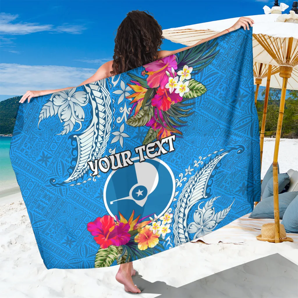 Cream White Hibiscus Tapa Pattern Print Sarong Polynesian Beach Wrap Pareo for Resort Hotel Wholesale Custom - main view