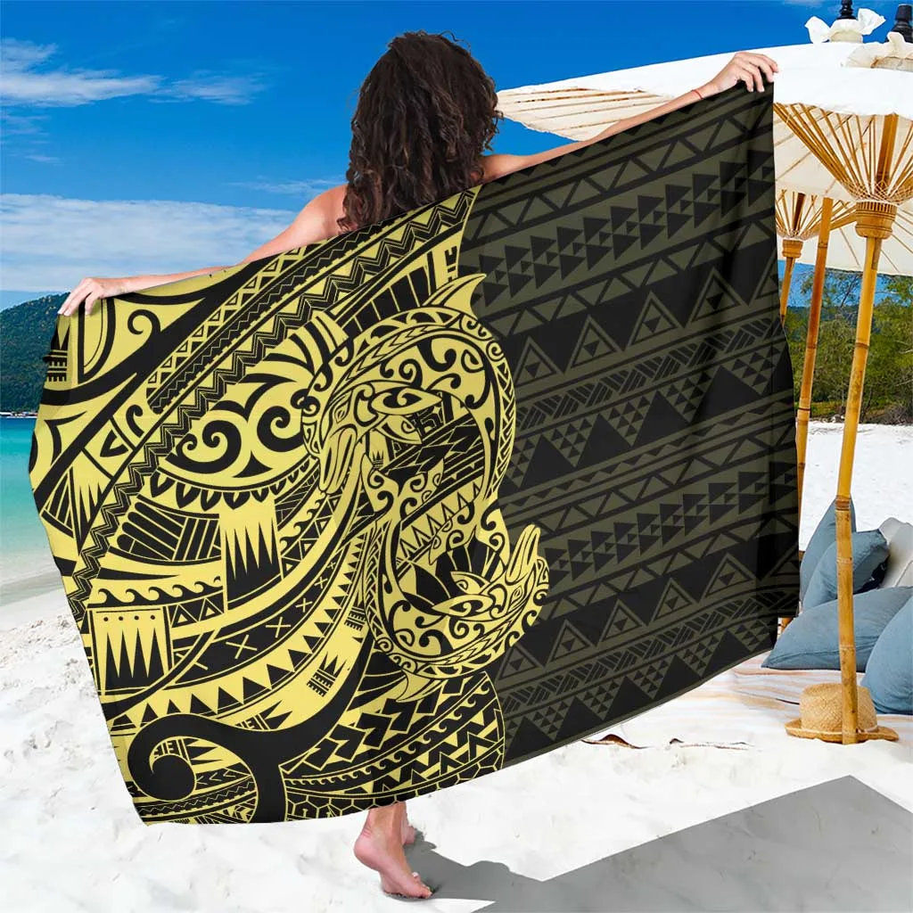 Yellow Couple Dolphins Maori Polynesian Style Sarong - main view