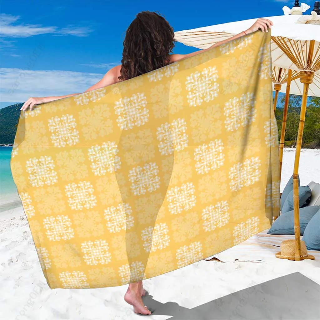 Yellow Palaka Plaid Quilt Hawaii Sarong Traditional Hawaiian Pattern Beach Wrap Pareo Wholesale - main view