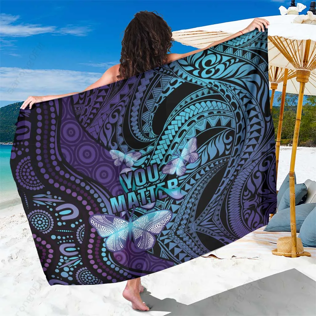 Polynesian Butterfly Sarong Rayon Beach Wrap Pareo Tropical Island Cover Up Wholesale - main view