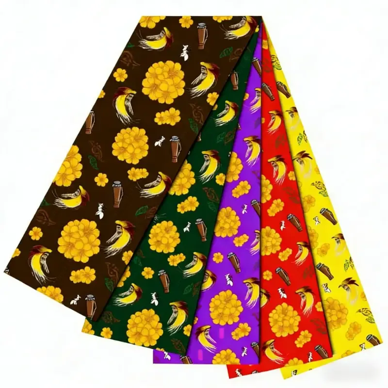 Custom Fabric with Bird of Paradise, Floral & Musical Instrument Print Custom Fabric - fabric