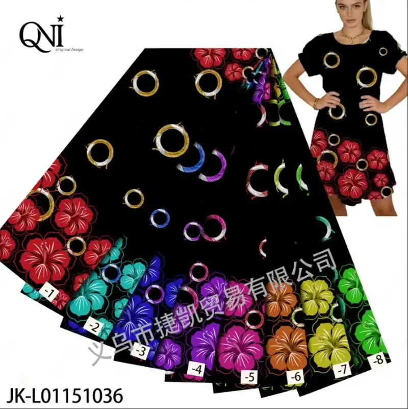 Hibiscus Circle Print Fabric Custom Custom Fabric - fabric