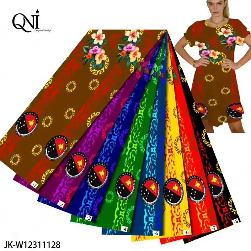 Papua Badge Tribal Floral Print Fabric Custom Custom Fabric - fabric