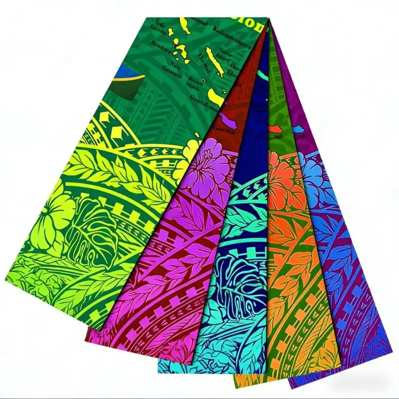 Solomon Islands Map Tribal Floral Print Custom Fabric Custom Fabric - fabric