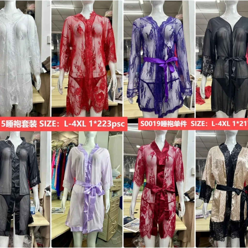 Women's Sheer Erotic Sleepwear Robe Set, Mixed Styles Clearance