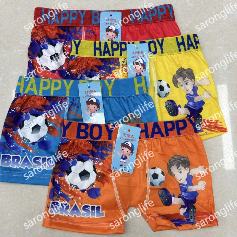 Boys' Milk Silk Cartoon Boxer Shorts, Football Theme, Toddler Underwear - Women Briefs