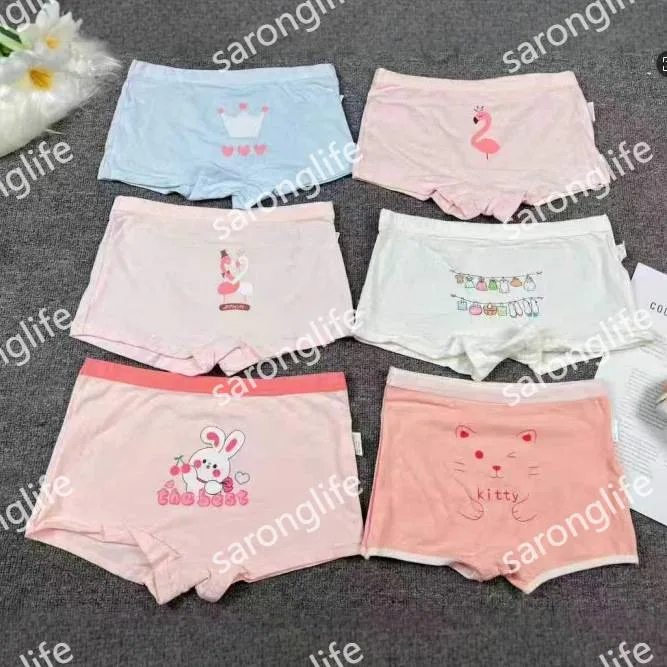 Girls' Cotton Cartoon Boxer Briefs Cute Kids Underwear - Women Briefs