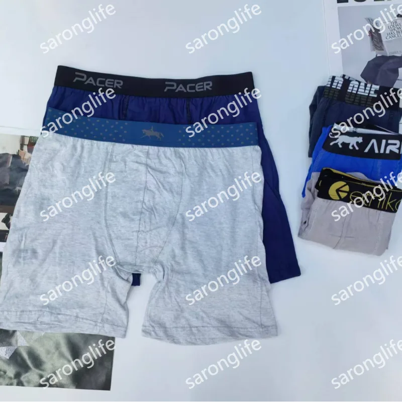 Men's Cotton Boxer Briefs with Colorblock Waistband & Letter Print - Women Briefs