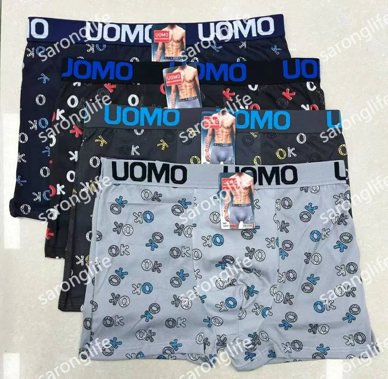Men's Solid Color Printed Waistband Boxer Briefs - Women Briefs