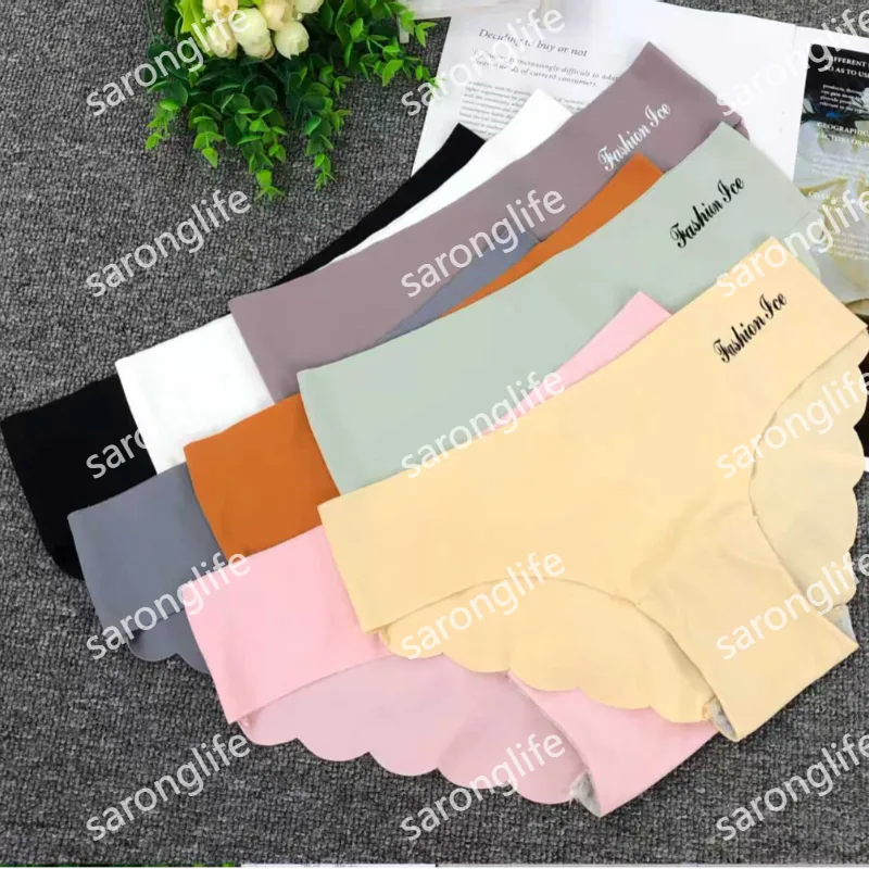 Women's Cooling Ice Silk Hip-Lift Panties with Wavy Edge - Women Briefs