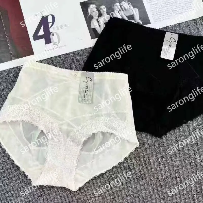 Women's High-Waist Ice Silk Lace Shaping Panties, Slimming & Seamless - Women Briefs