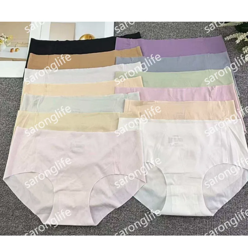Women's High-Waist Seamless Solid Color Briefs - Women Briefs