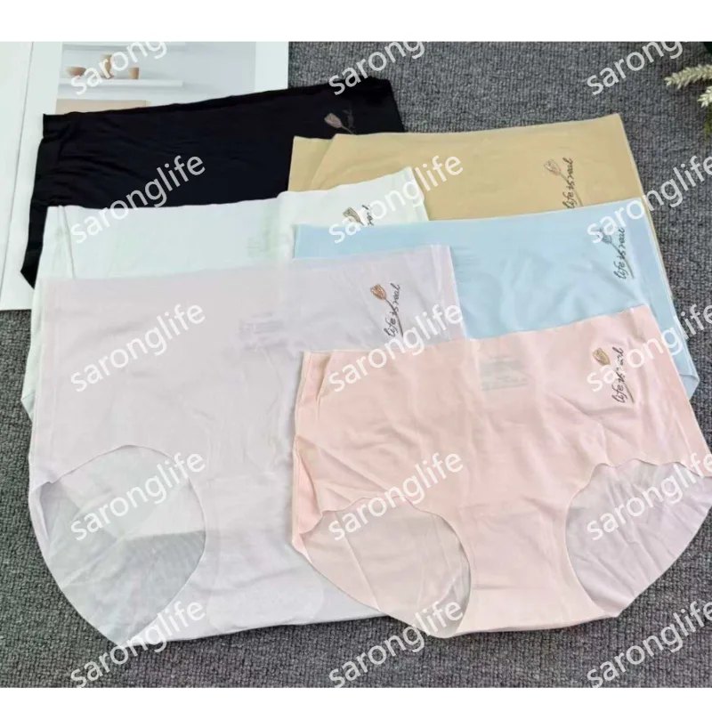 Women's Ice Silk Seamless Briefs Solid Color with Small Print - Women Briefs