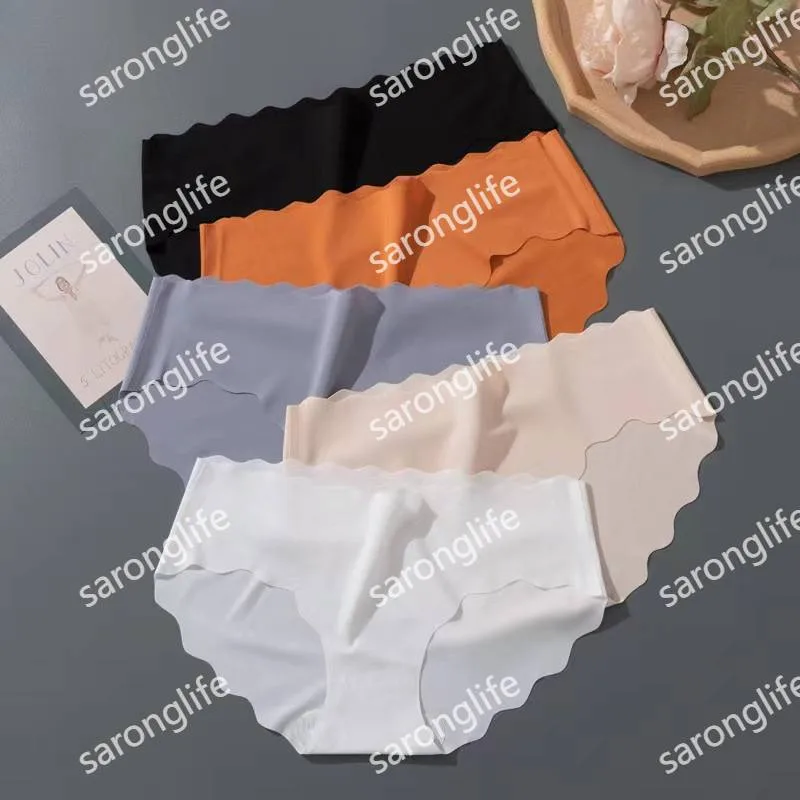 Women's Ice Silk Seamless Mid-Rise Wave Pattern Sexy Triangle Briefs - Women Briefs