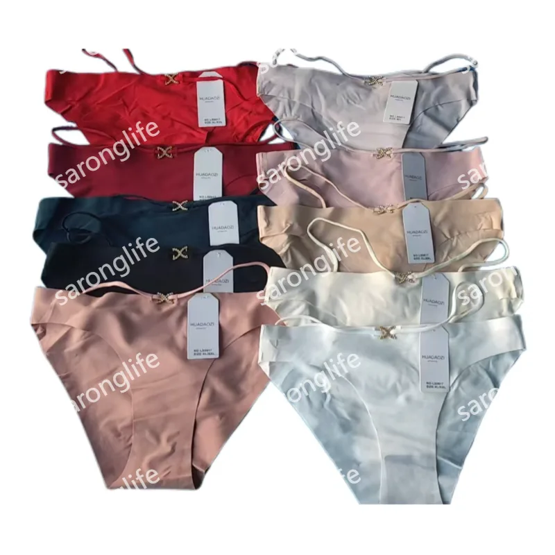 Women's Ice Silk Solid Color Comfortable Breathable Camisole Panties - Women Briefs