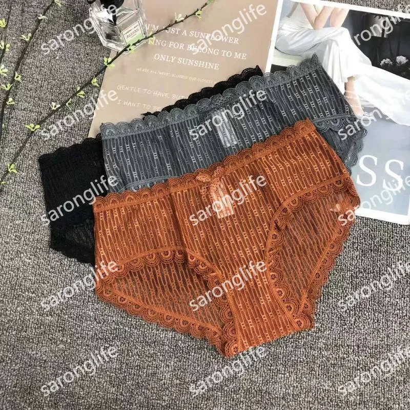 Women's Jacquard Lace Transparent Low-Mid Rise Sexy Triangle Panties - Women Briefs