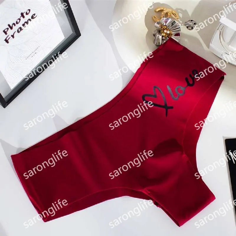 Women's Low-Rise Seamless Ice Silk Letter Print Briefs, Comfortable & Thin - Women Briefs