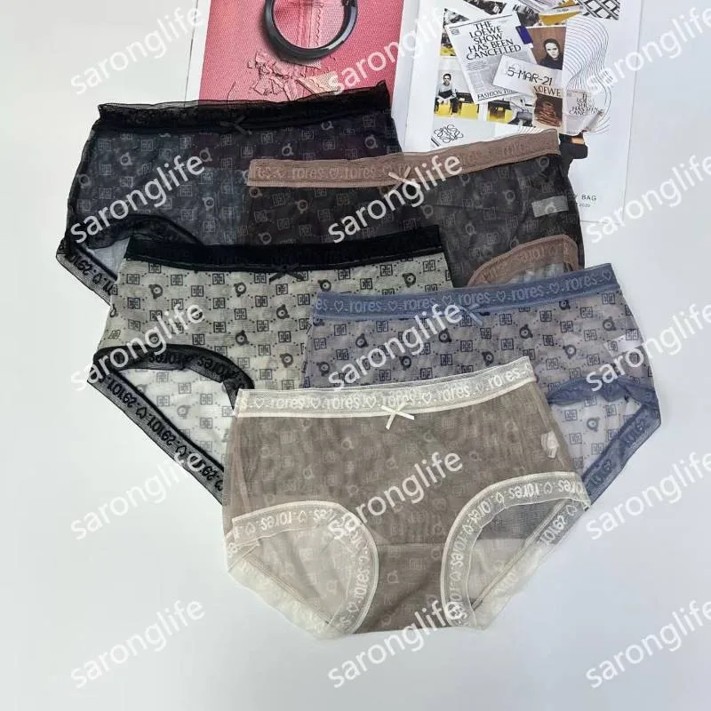 Women's Mesh Printed Waistband Colorblock Briefs - Women Briefs