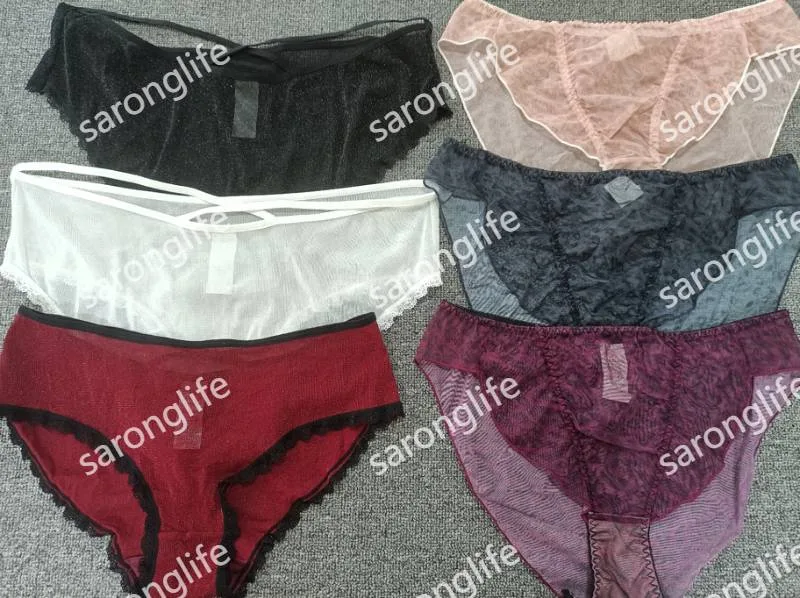 Women's Plus Size Lace Sheer Sexy Transparent Briefs - Women Briefs